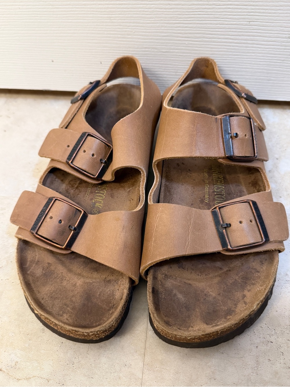 Birkenstock Tan Double Strap Buckle Sandals